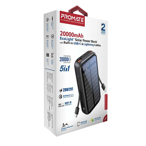 Фото - Батарея мобильная Promate 20000mAh (Solartank-20pdci.Black)