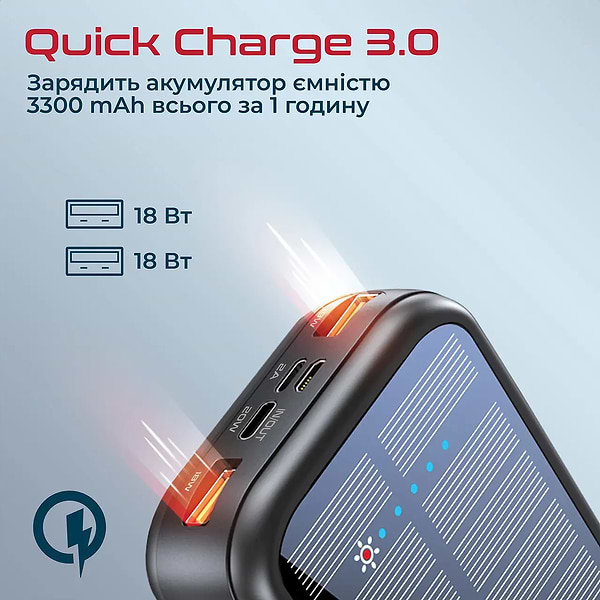 Фото - Батарея мобильная Promate 20000mAh (Solartank-20pdci.Black)