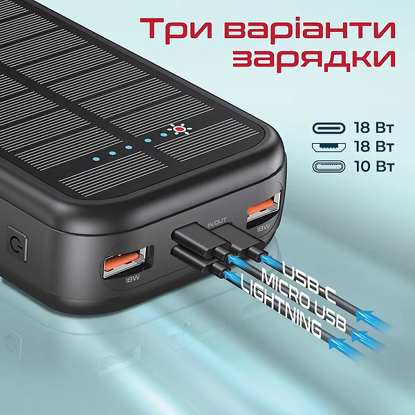 Фото - Батарея мобильная Promate 20000mAh (Solartank-20pdci.Black)