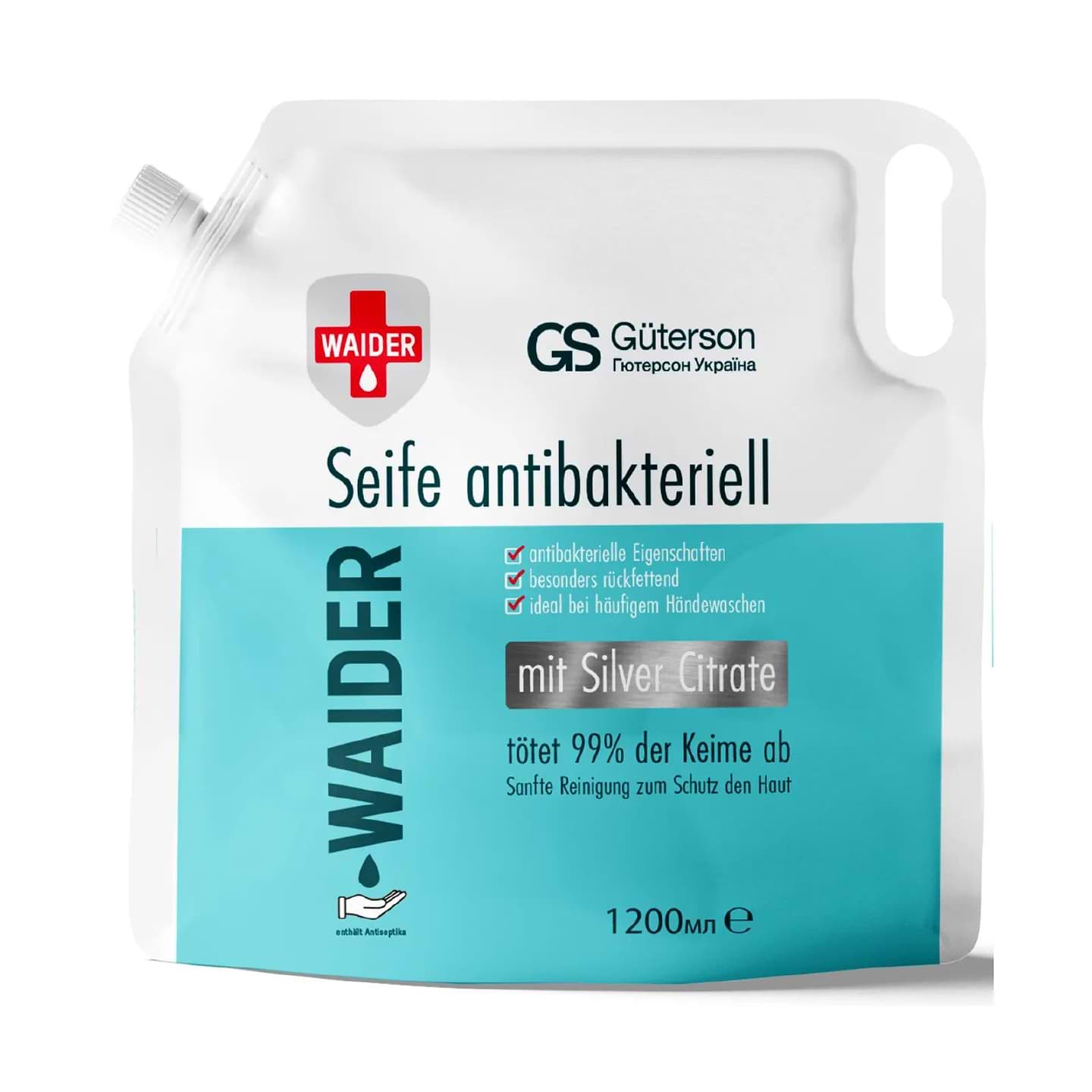 Рідке мило для рук Waider дой-пак 1200 мл антибактеріальне  (4820204703585)