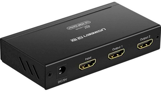 Перехідник HDMI UGREEN CM619 HDMI 1x2 Splitter with 5V 2A DC Black (40201EU)
