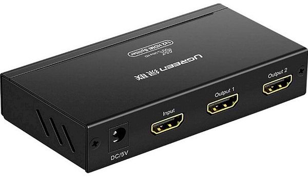 Фото - Перехідник HDMI UGREEN CM619 HDMI 1x2 Splitter with 5V 2A DC Black (40201EU)