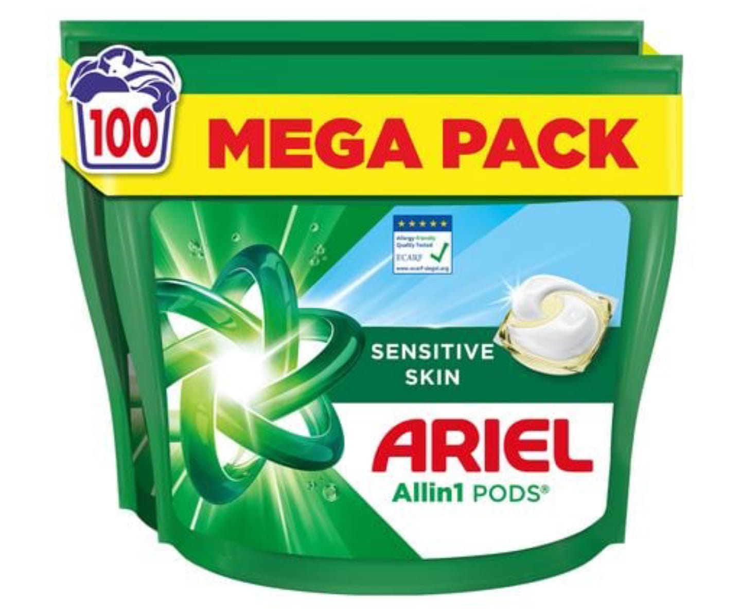 Капсули для прання Ariel Все-в-1 для чутливої шкіри, 100 шт