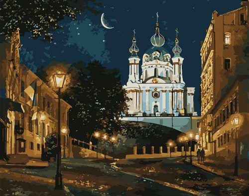 Картина по номерам Santi Киев в ночи 40х50 см LED підсвітка (956662)