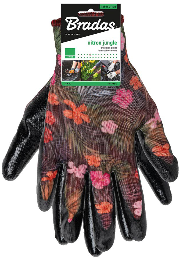 Перчатки садовые BRADAS NITROX JUNGLE нитрил размерр 8 (RWNJ8)