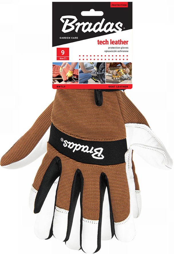 Перчатки садовые BRADAS Tech Leather кожаные блистер размер 10 (RWTL10)