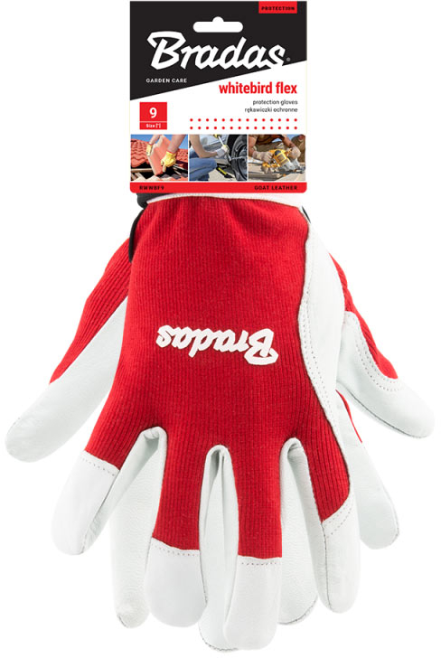 Перчатки садовые BRADAS Кожаные WHITEBIRD FLEX, блистер размер 10 (RWWBF10)