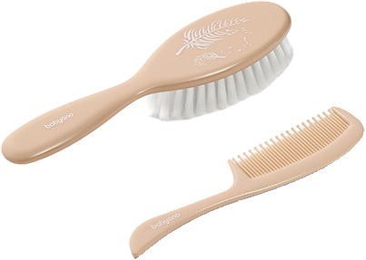 Набір гребінців для дитячого волосся BabyOno Щітка та гребінець Супер м'яка щетина Бежевий (569/05)
