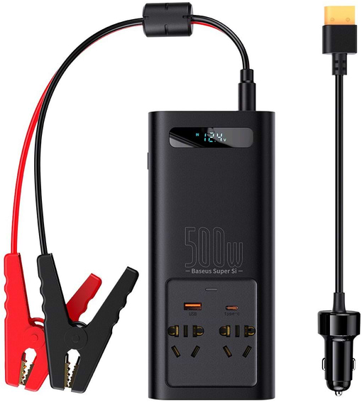 Фото - Інвертор автомобільний Baseus Super Si Power Inverter 500W 220V CN/EU Black (CGNB000101)