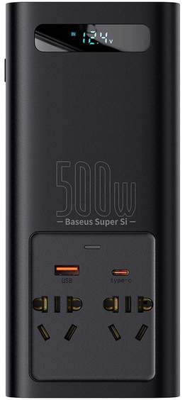 Фото - Інвертор автомобільний Baseus Super Si Power Inverter 500W 220V CN/EU Black (CGNB000101)