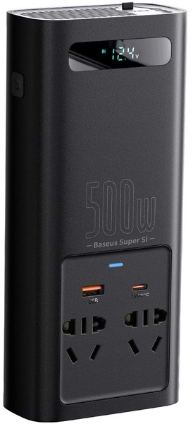 Фото - Інвертор автомобільний Baseus Super Si Power Inverter 500W 220V CN/EU Black (CGNB000101)