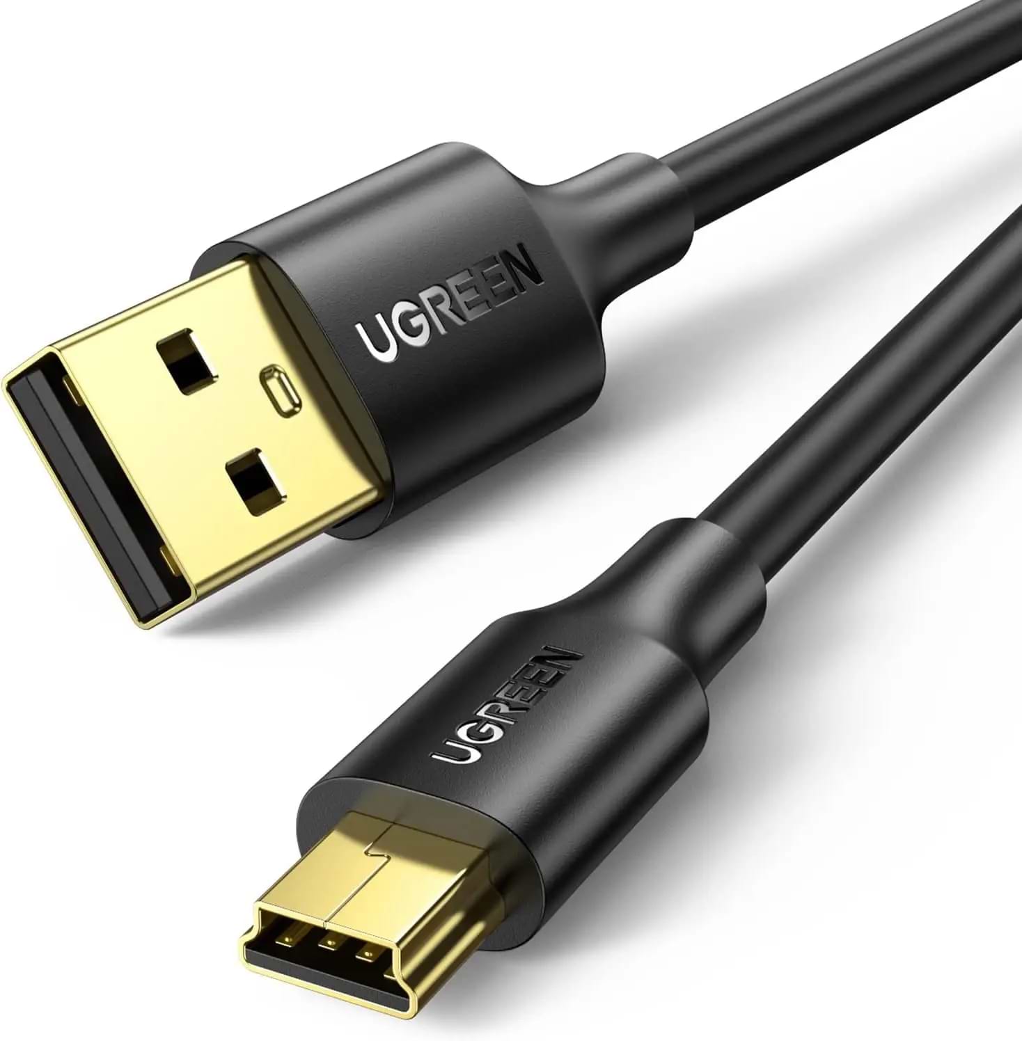 Кабель USB - miniUSB UGREEN US132 USB-А 2.0 Male to Mini USB 5pin Male Cable 1.5m Black (10385) - Фото 1