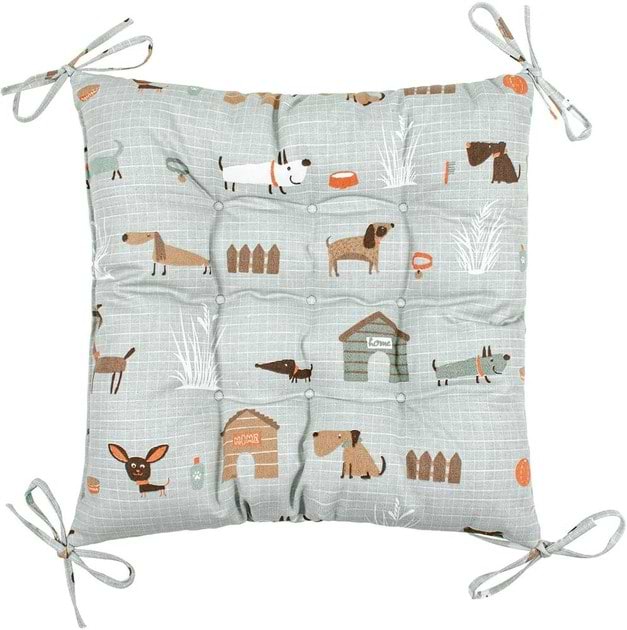 Подушка для стула Home Line Полупанама Гав-Гав серый 40х40 см (178520) - Фото 1