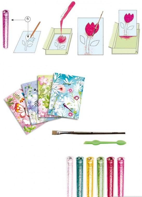 Фото - Набір для малювання блискітками Djeco Блискучі Метелики (DJ09503)