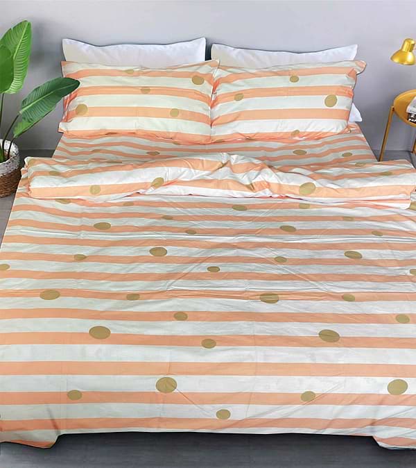 Фото - Комплект постельного белья Zastelli Точки на полосках бязь 175х210 Оранжевый (20751)