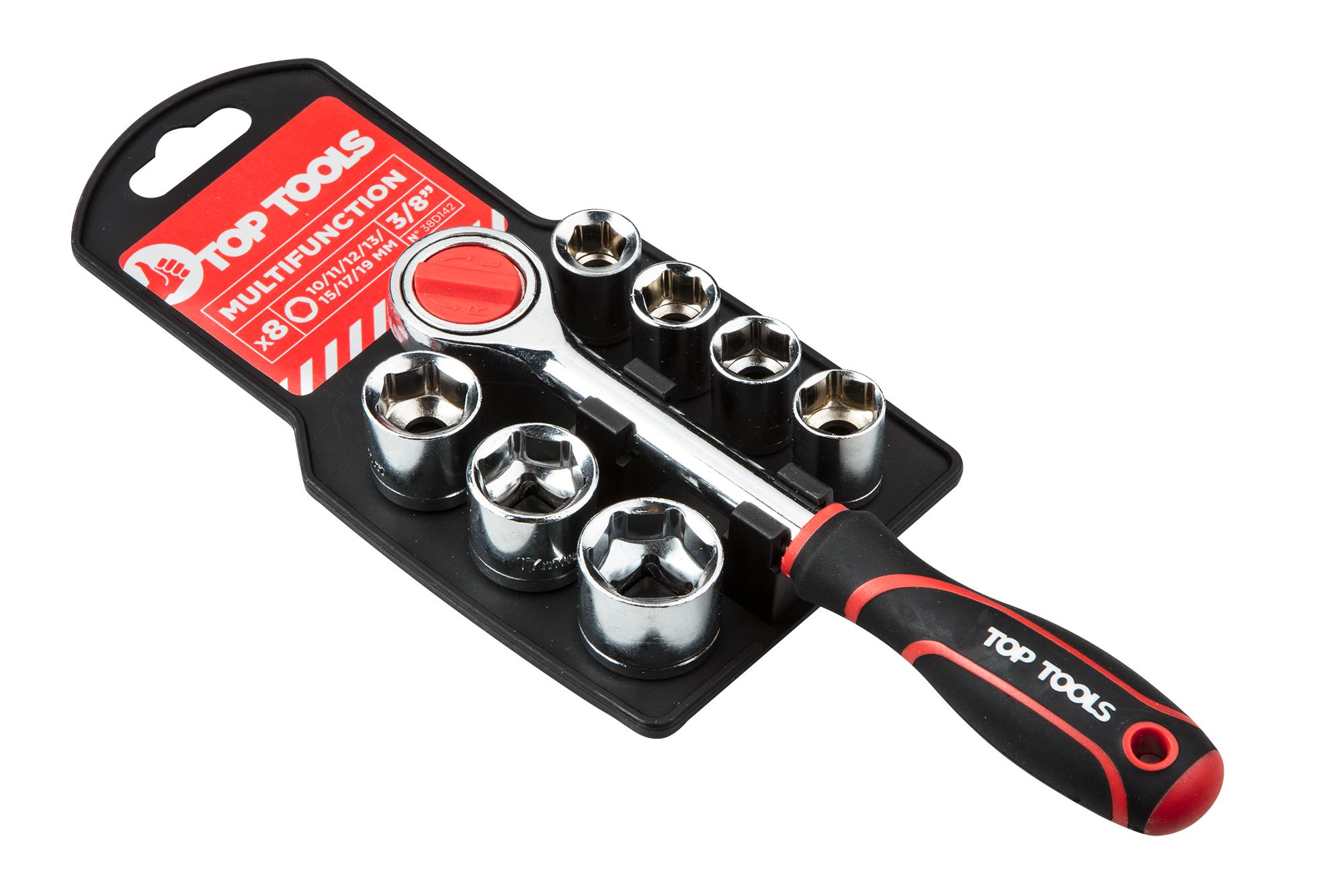 Набор торцевых головок с держателями Top Tools 3/8 8 шт. (38D142)