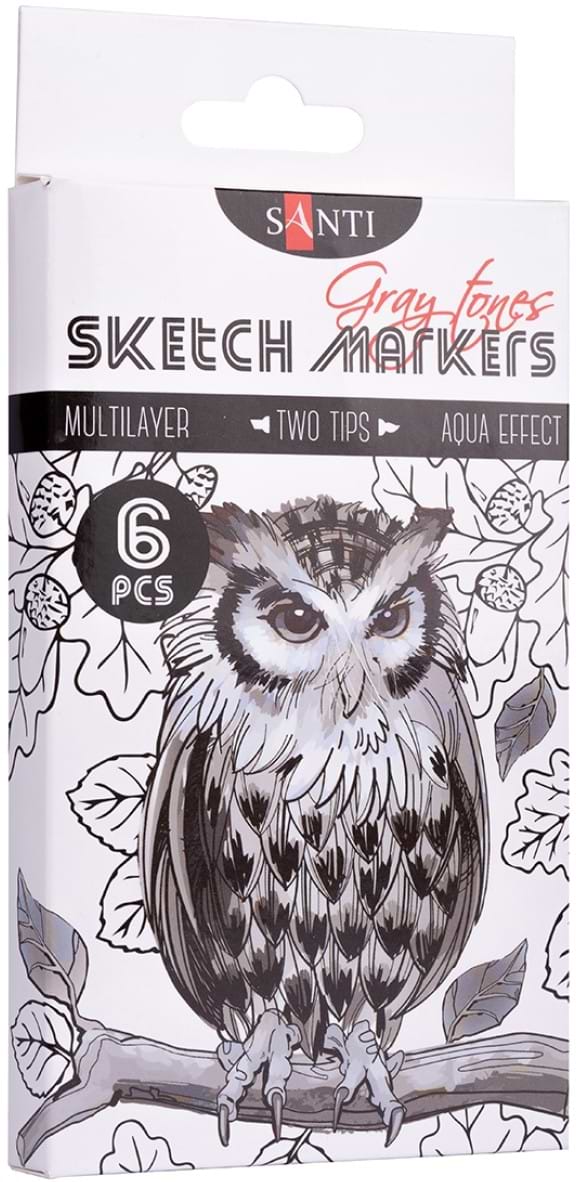 Набор маркеров Santi "Gray tones" 6 шт. (390544)