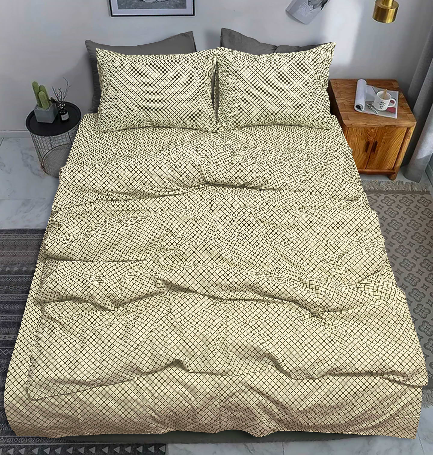 Комплект постельного белья Zastelli Green revese клетка бязь 145х210 Серый (20733)