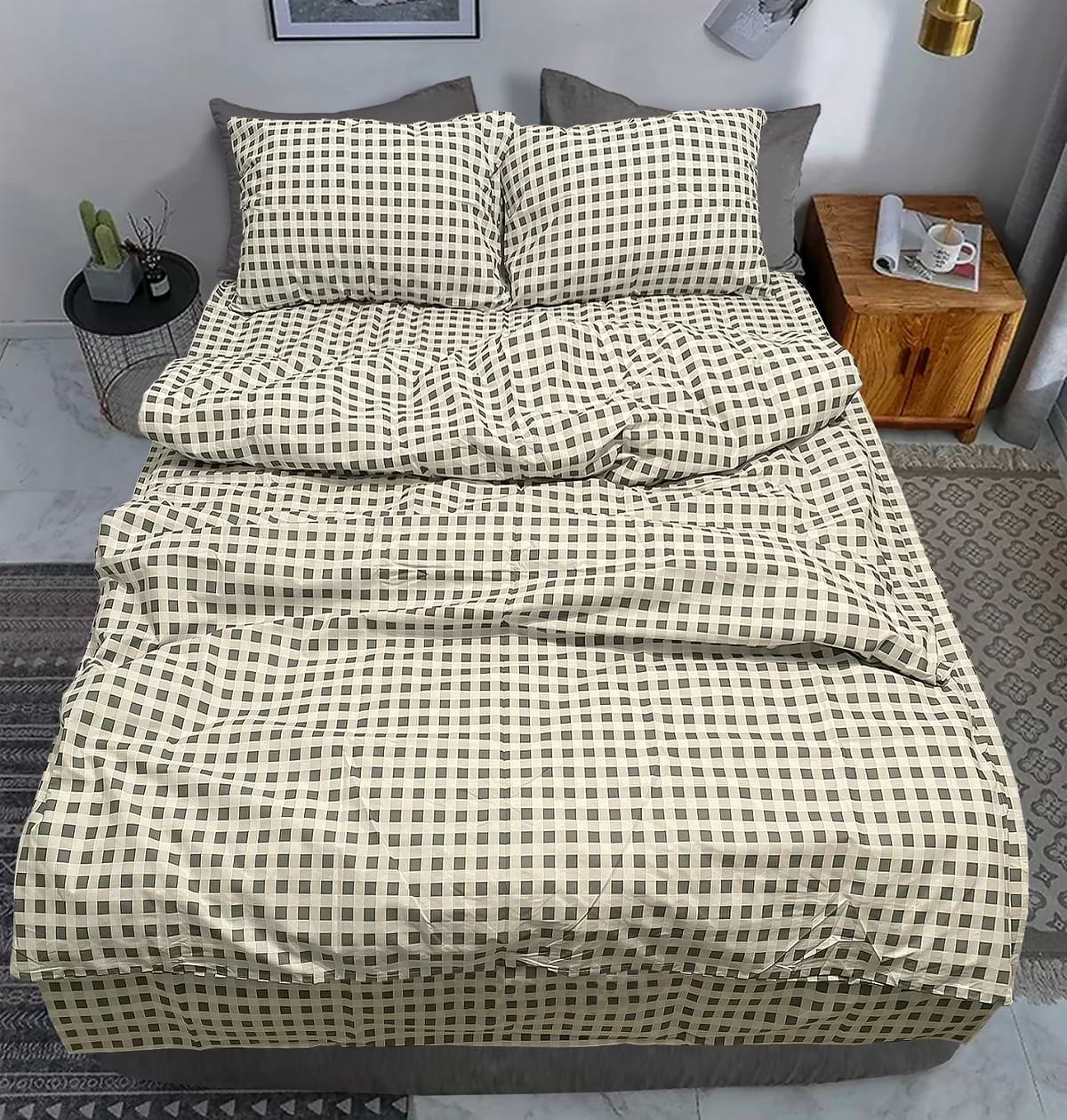 Комплект постельного белья Zastelli Клеточка серо-белая бязь 145х210 Серый (20711)