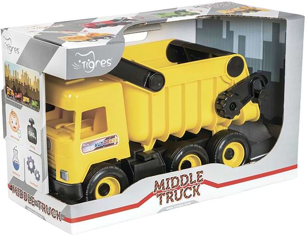 Фото - Базовый игровой транспорт для малыша Tigres Авто Middle Truck самосвал в коробке Желтый (39490)