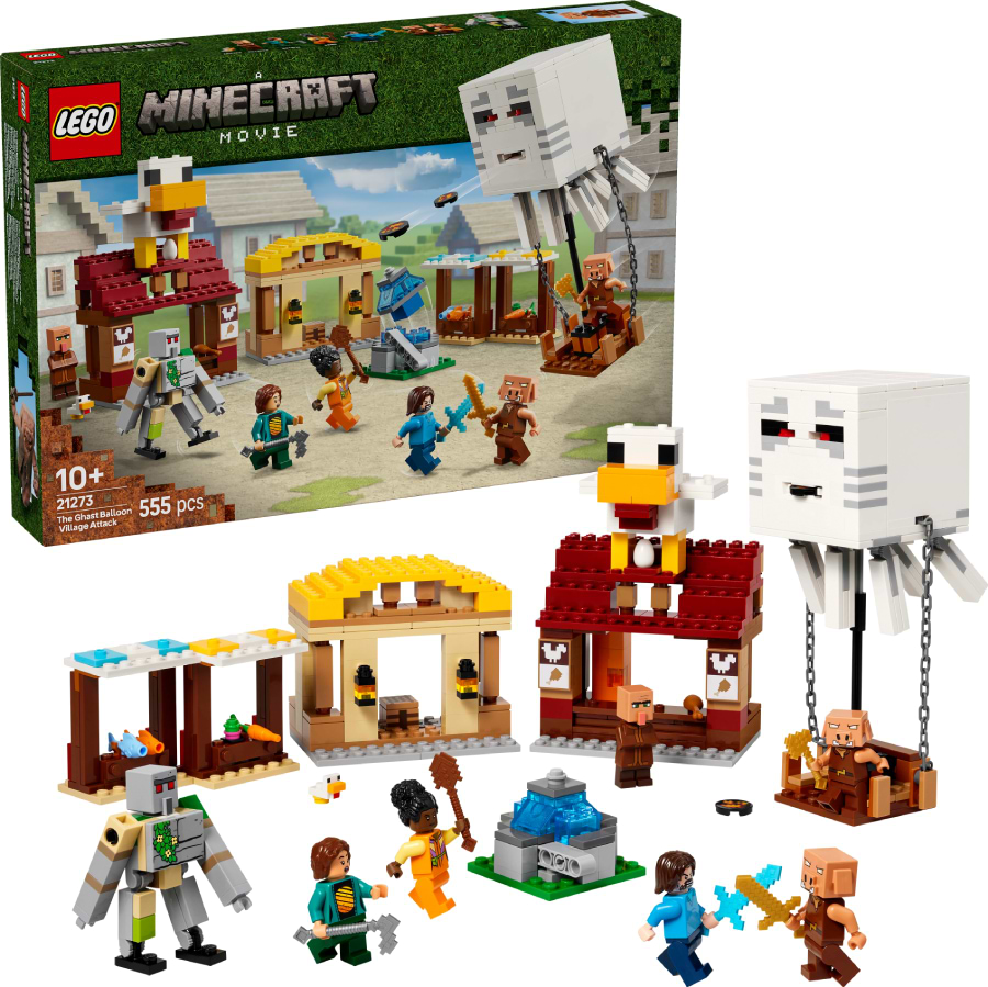 Уценка - Конструктор LEGO Minecraft Нападение на деревню с воздушным шаром Гаст (21273)