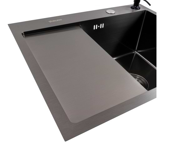 Фото - Мийка кухонна VALESO CM 58x48 R чорна PVD Handmade (круглий сифон 3,0/0,8)