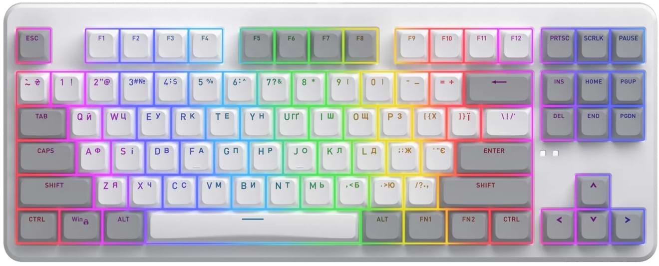 Уцінка - Клавіатура бездротова ігрова Hator Rockfall 3 Mecha TKL QMK/VIA Orange Wireless White (HTK851UA)