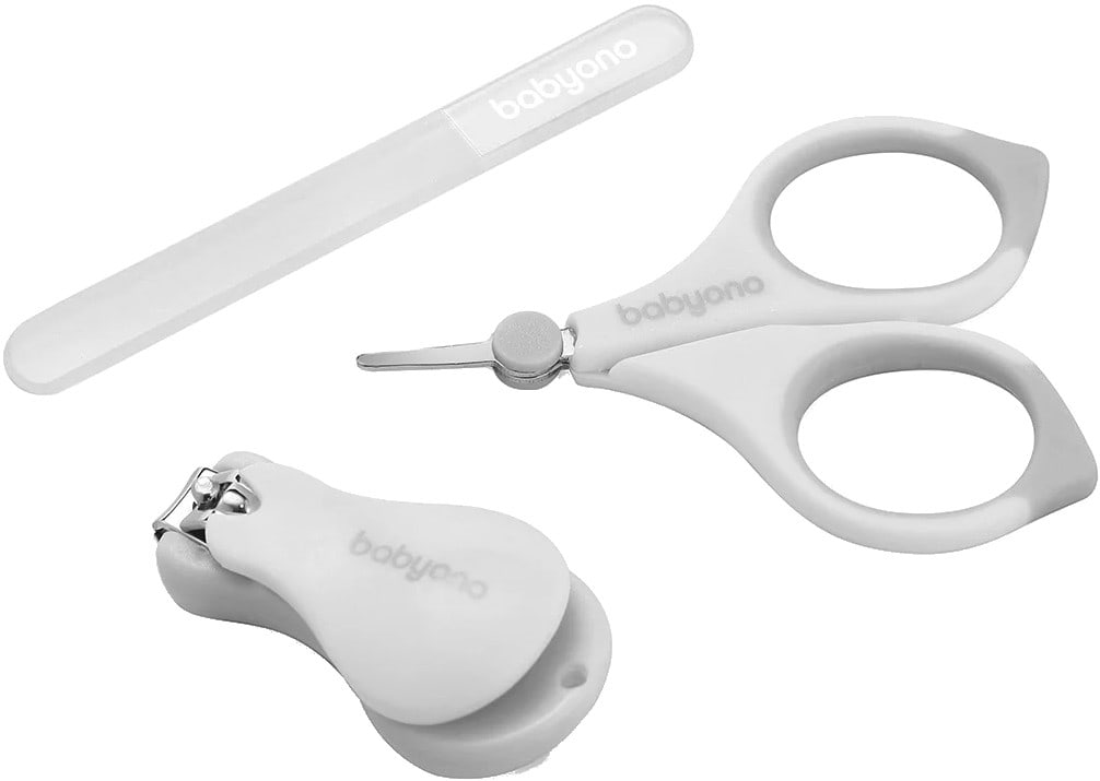 Набор детских маникюрных принадлежностей BabyOno пилочка, ножницы, щипчики, серый (398/03)