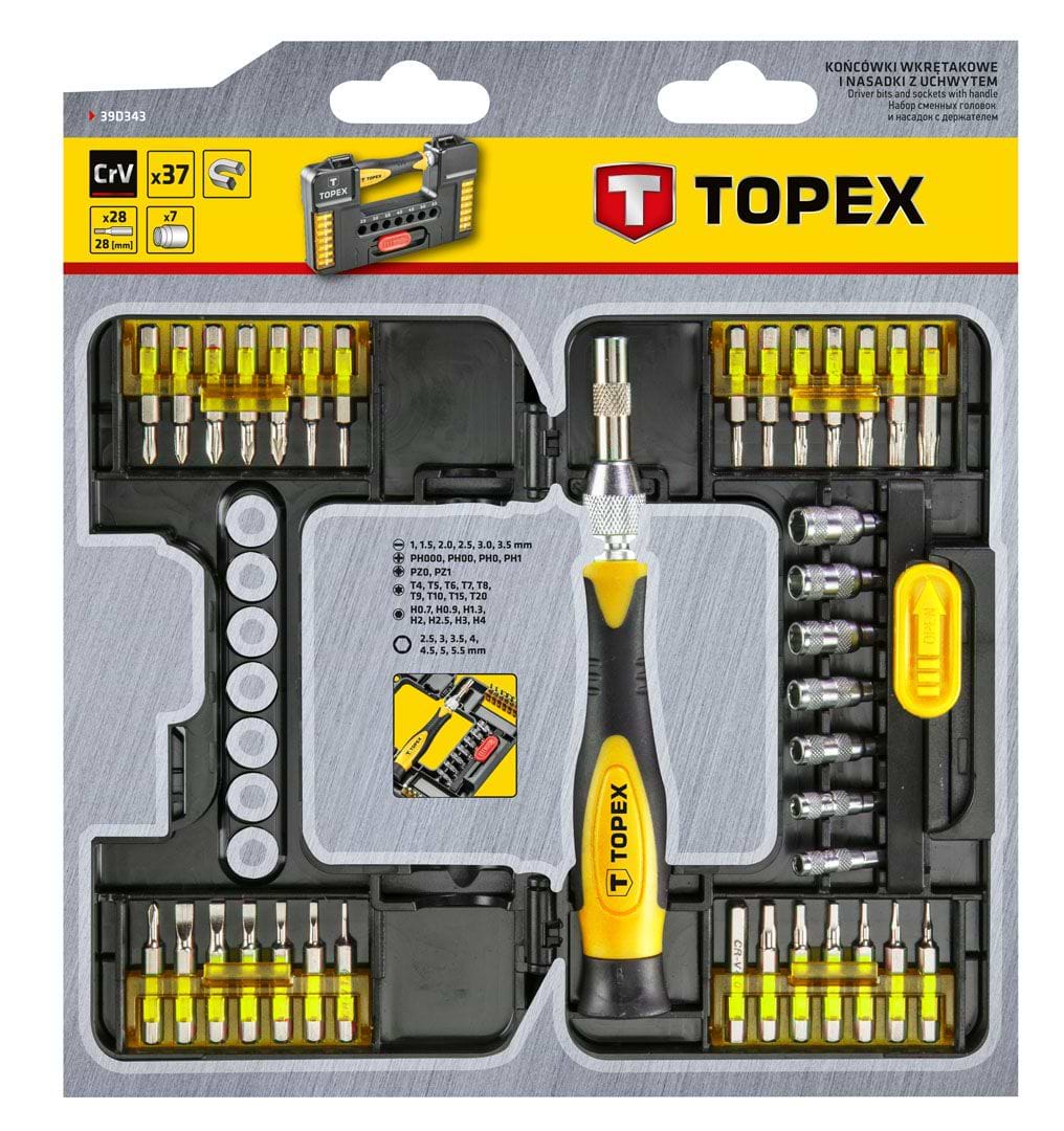 Набір торцевих голівок з тримачами TOPEX 39D343 37 шт.
