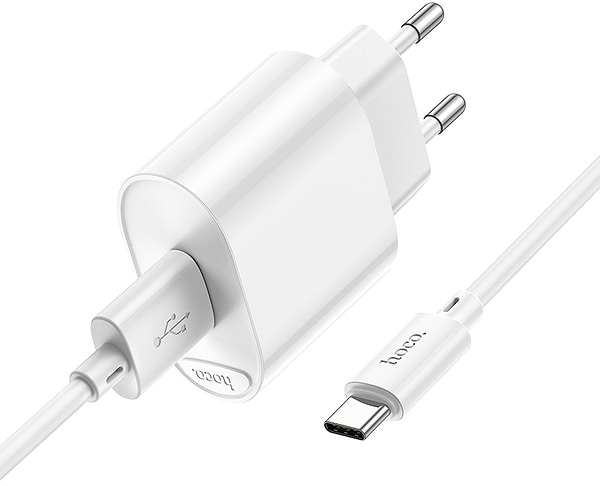 Фото - Сетевое зарядное устройство HOCO C109A Fighter single port QC3.0 charger set Type-C White (6931474784834)