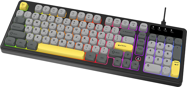 Фото - Клавиатура проводная игровая Ajazz AF98 Black Gray Yellow (AF98-BGY)