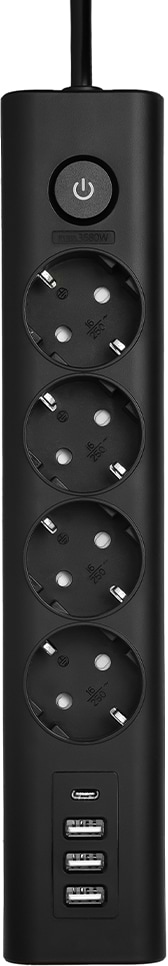 Фото - Мережевий фільтр Ultra PB70431 (4 роз., 3 USB, 1 Type-C, 2,5м) Чорний