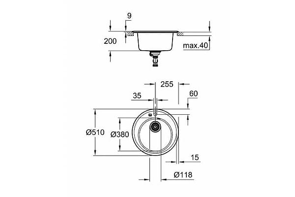 Фото - Мийка кухонна Grohe K200 50-C 51 Чорний Граніт (31656AP0)