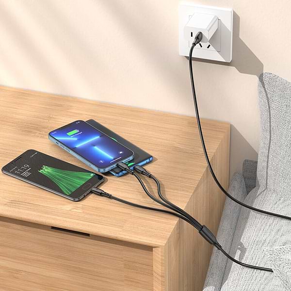 Фото - Кабель синхронізації даних BOROFONE BX71 USB to iP+Type-C+Micro 2A, 1m Black (6974443384543)