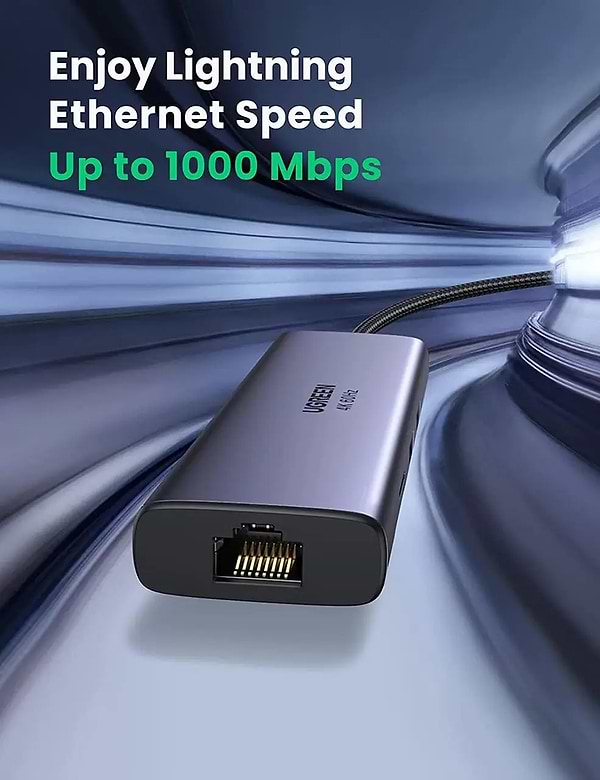 Фото - Хаб USB UGREEN CM512 USB Type-C to 2xUSB3.0+HDMI+RJ45+SD&TF +PD Port Converter Gray (60515)