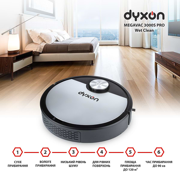 Фото - Уценка - Робот-пылесос моющий Dyxon MEGAVAC 3000S PRO Wet Clean Black-silver (DXNVCMGVC3000SBSL)