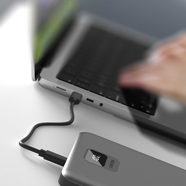 Фото - Батарея мобільна Canyon PB-2008 LED FLAT 20000 mAh PD100W QC3.0 Dark Grey (CNE-CPB2008DG)