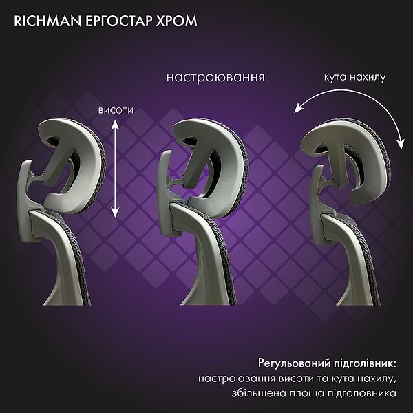 Фото - Крісло для геймерів Richman Ергостар Хром Synchro Сітка Сіра