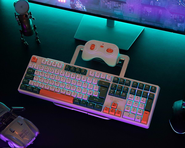 Фото - Клавиатура беспроводная игровая Canyon Shadder GKW-11 RGB Silent UA Wireless White (CND-SKBW11)