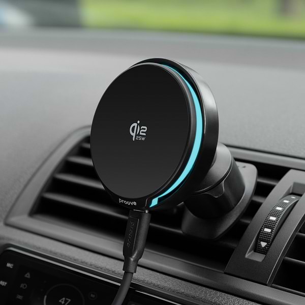 Фото - Автотримач з бездротовою зарядкою Proove Spark Qi2.2 25W Black (WHSQ25002001)