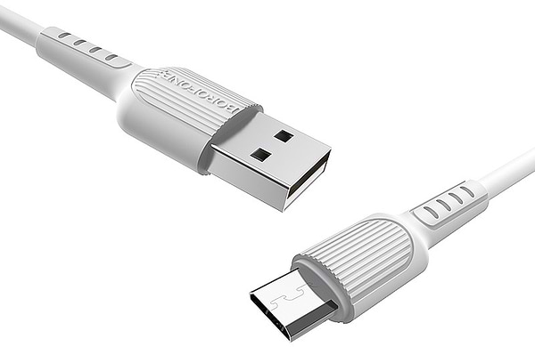 Фото - Кабель синхронізації даних BOROFONE BX16 USB to Micro 2A, 1m White (6957531099482)