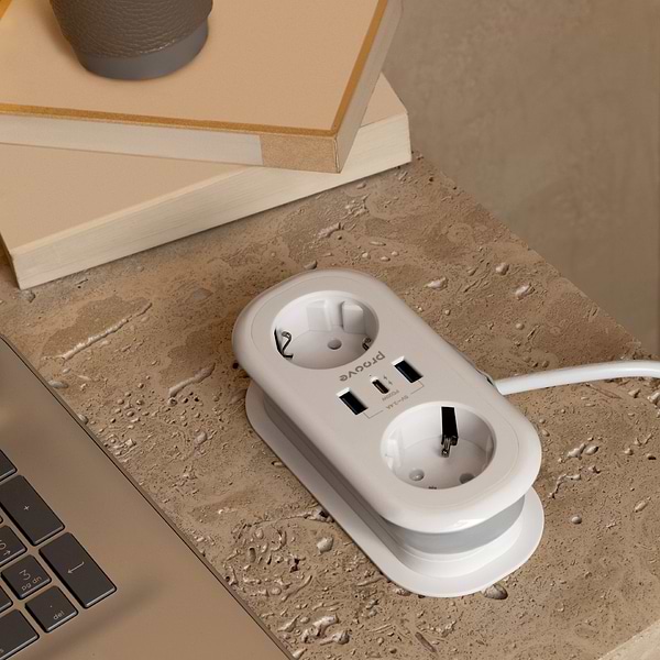 Фото - Мережевий фільтр Proove Supercoil 20W (2xAC + Type-C + 2xSB) 1.5m White (PSPS25002102)