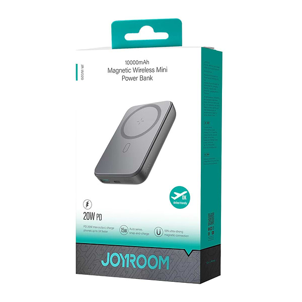 Фото - Батарея мобильная Joyroom Magnetic Wireless 10000mAh JR-W020 20W QC USB-C In/Out Black (6941237118455)