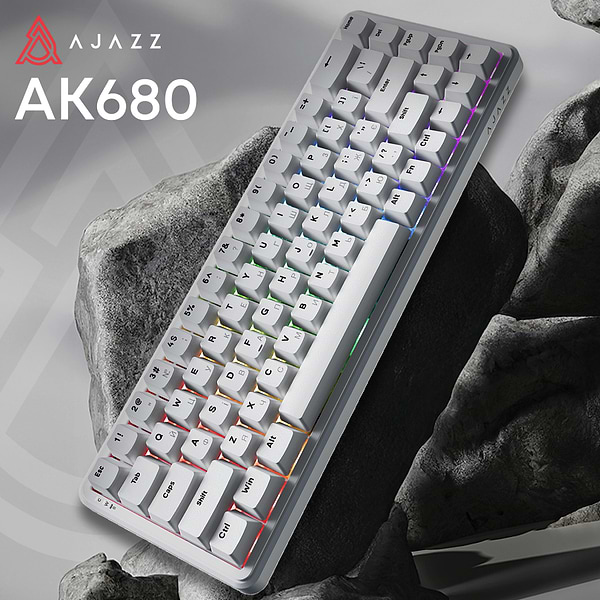 Фото - Клавіатура дротова ігрова Ajazz AK680 MAX (AK680-WM-W-A)
