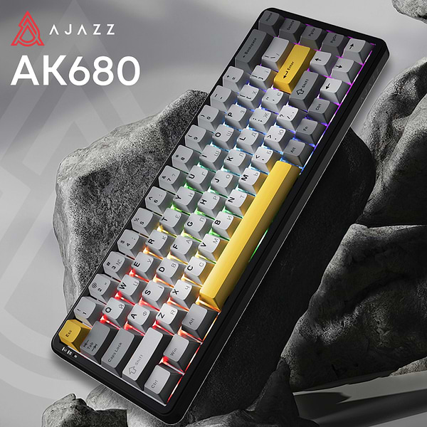 Фото - Клавиатура беспроводная игровая Ajazz AK680 MAX (AK680-M-BGY-A)