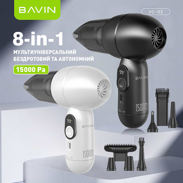 Фото - Автомобільний пилосос Bavin VC-02 15000Pa 2000mAh Black (Z-VC02 BK)