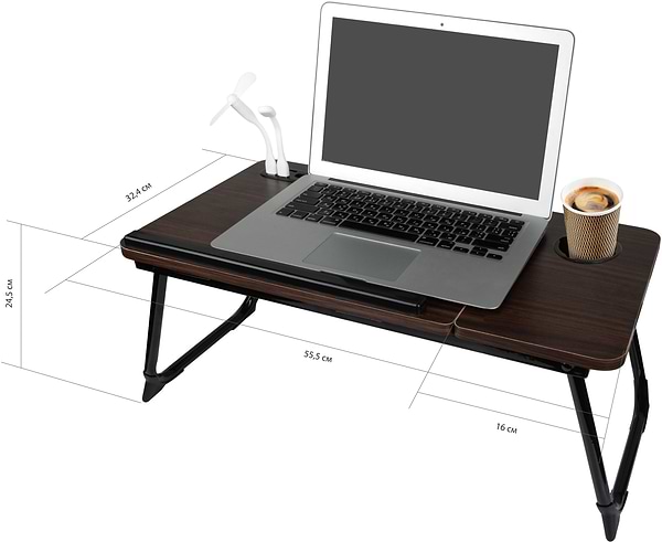 Фото - Стол для ноутбука Dyxon Transformix 3 USB LED Fan Black-Walnut (DXNSTMX3BWL)