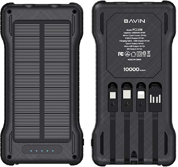 Фото - Батарея мобільна Bavin PC1198 10000 mAh SOLAR Led Lights Black (Y-PC1198 BK)