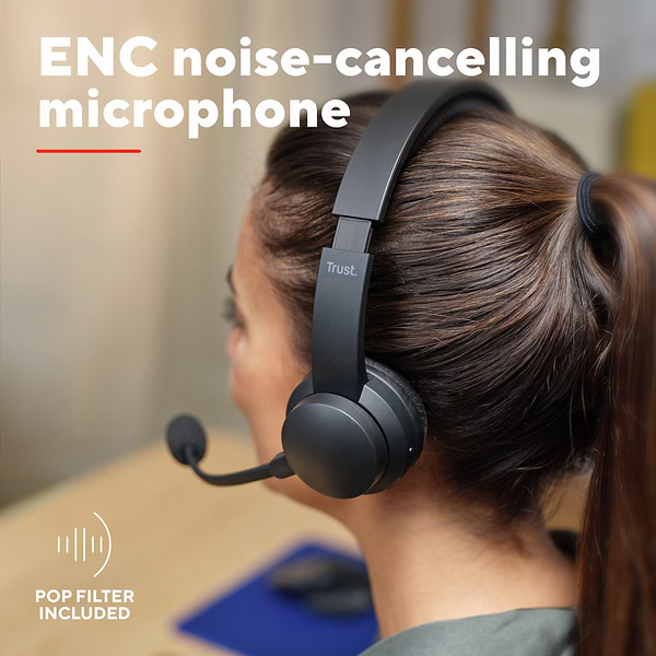 Фото - Гарнитура беспроводная Trust Ayda Wireless ENC headset - Black Ayda Wireless ENC Black (25463)