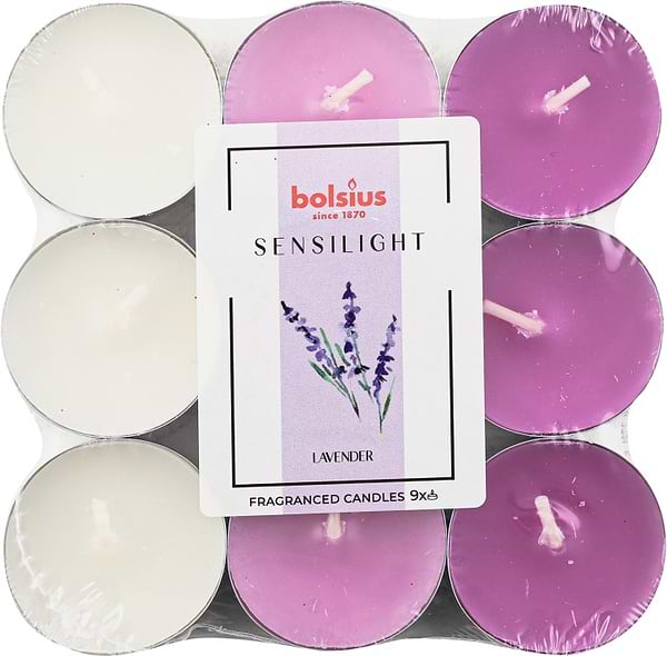 Фото - Свічка чайна Bolsiusароматична Sensilight 9шт лаванда (152695)